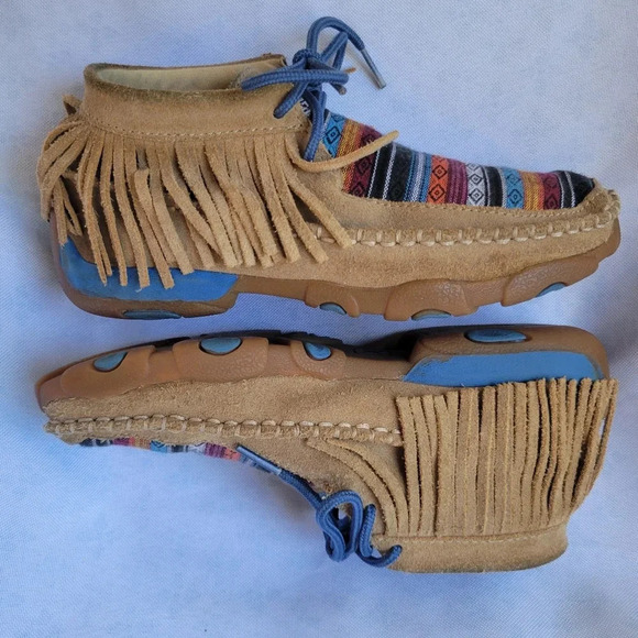 Twisted X Chukka Driving Lace-up Moccasin, Youth Size 3, Western Serape Leather - Picture 5 of 11